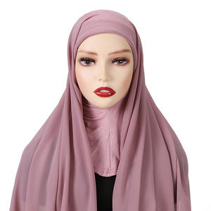 Venta al por mayor de poliéster sólido de algodón de alta elasticidad Jersey Hijab Set-Stock perla de gasa étnica Undercaps para las mujeres cuatro estaciones - Product Image 4