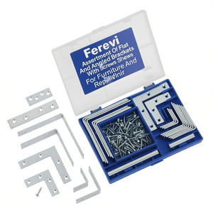 Surtido de soportes planos y angulares Fervi con tornillos para reparación de muebles y estanterías - Product Image 2
