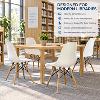 Chaise de lecture moderne en plastique avec pieds en bois massif pour les bibliothèques universitaires, les salles d'étude et les espaces, fabriquée en Chine