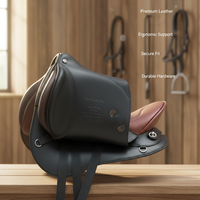 Selle de cheval en cuir Premium Endurance Modèle One pour la pratique du dressage longue distance Noir Brun