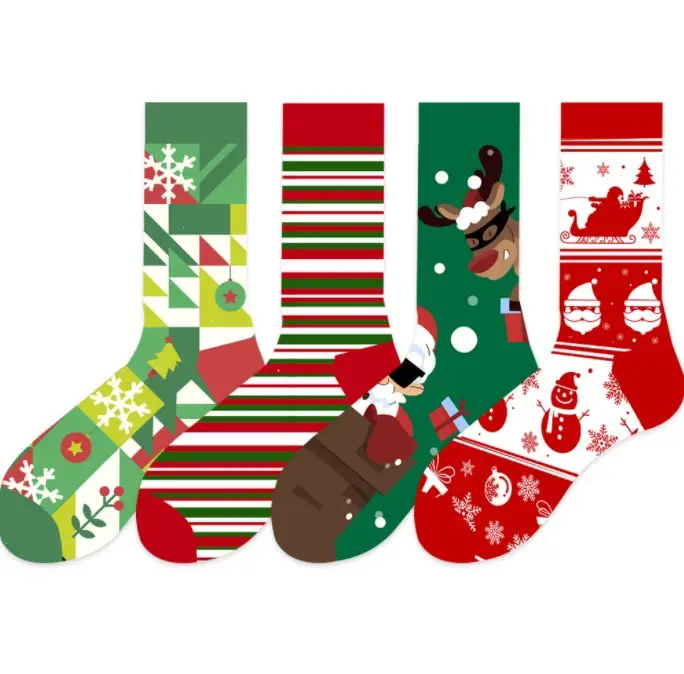 2022 New Merry Christmas Man Winter Cmax Gift Set Wholesale Animal Crew Funny Santa Red Tree Striped Men Winter Socks