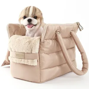 高品质奢华便携印花保暖软面宠物背带手提袋旅行狗包户外猫手提包