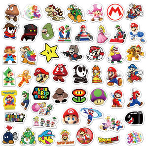 50 pièces nouveau Style jeu <span class=keywords><strong>Mario</strong></span> autocollants décoratifs étiquette pour bagages ordinateur portable guitare Scrapbook planche à roulettes autocollant étanche - Product Image 3