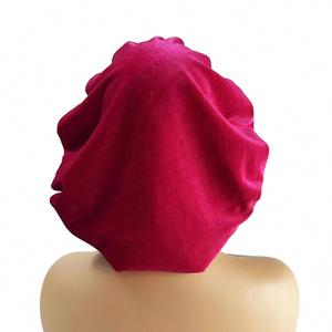 Velvet Outsiders and <b>Silk</b> Lined Reversible Satin Bonnet Double Layer Night Sleep Cap Women Adjustable Elastic <b>Head</b> <b>Wrap</b> Turban - Product Image 4