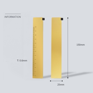 Righello in oro per scuola con scala con Logo personalizzato per regalo vendita calda 12cm righello in rame rettilineo righello in metallo ottone - Product Image 2