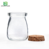 Pot en verre transparent de 100ml, 150ml, 200ml, pour boisson en vison, pour yaourt, bouteille de Pudding à bouche large, couvercle en aluminium en liège, de haute qualité