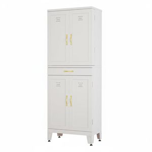 <span class=keywords><strong>Mueble</strong></span> de Almacenamiento de Madera Blanco de 6 Niveles con 4 Puertas, 4 Estantes Ajustables y Cajón, Moderno para Cocina, <span class=keywords><strong>Despensa</strong></span>, Sala de Estar - Product Image 1