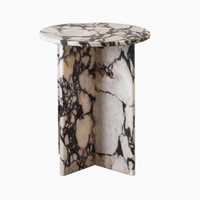 Table basse en marbre de haute qualité Villa modèle chambre personnalisée petite Table de luxe légère Table d'appoint en travertin