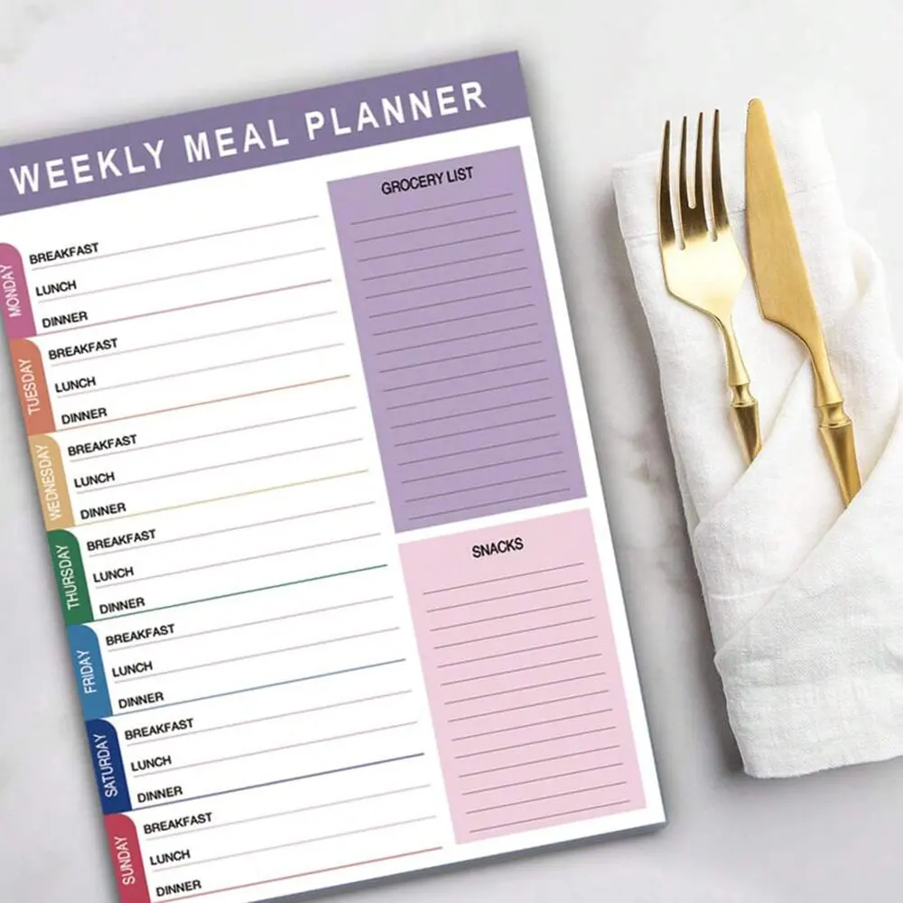 Pianificatore di Menu a strappo personalizzato casa cucina ufficio Fitness cibo Planner pasto settimanale A5 Notepad Planner giornaliero