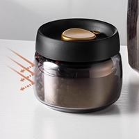 Pot de conservation sous vide en verre borosilicate rond Thankhot avec couvercle hermétique en plastique, boîte de rangement alimentaire hermétique pour grains de café