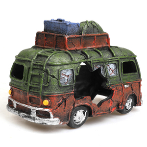 Decoraciones de paisaje acuático de resina moderna autobús coche naufragio autobús acuario ornamento plástico bajo el agua pecera decoraciones 220V - Product Image 1