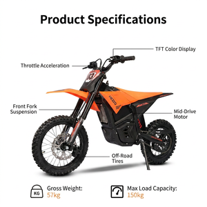 Moto tout-terrain électrique haute puissance 60V 6000W pour adolescents et jeunes, <span class=keywords><strong>motocross</strong></span>, couple de 230 Nm, frein hydraulique, pit bike - Product Image 4