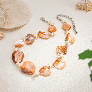 Collana con Ciondolo a Forma <span class=keywords><strong>di</strong></span> <span class=keywords><strong>Stella</strong></span> Marina e Conchiglia Oceanica, Collana con Conchiglia Irregolare a Halo per Vacanze - Product Image 5