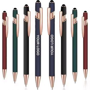 Stylo bille en caoutchouc doux au toucher, style rose doré, avec impression de logo personnalisée, cadeau promotionnel d'entreprise, vente en gros - Product Image 5