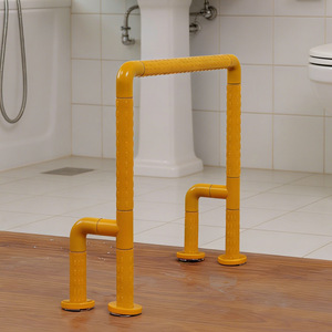 Barre d'appui de salle de bain avec éclairage, 50x60cm, jaune, main courante à 135 degrés pour la sécurité des personnes âgées et handicapées - Product Image 2