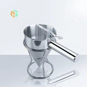 Stainless Steel Octopus Balls Maker Funnel With Stand Pastry Cake Decorating Tool Confectionery Piston Funnel