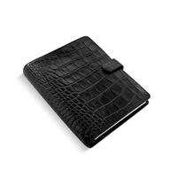 Protège-cahier A5 de luxe en similicuir croco, sur mesure, à 6 anneaux, avec spirale, ligné/ quadrillé, 80 feuilles, pour une écriture facile