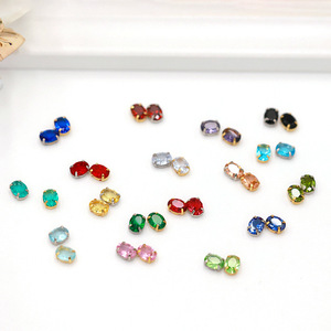 Strass ovales cousus à la main, base or et argent, 12 facettes, qualité A, pour accessoires de robe de mariée et de chaussures - Product Image 4