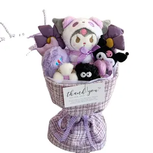 DHF756 New arrival Valentine's Day gift for friends cute Kuromi Cinnamoroll plush doll cartoon bouquet wholesale