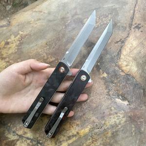 Nouvelle annonce D2 couteau de poche pliant 3.7 ''T <span class=keywords><strong>lame</strong></span> couteau pliant manche en Fiber de carbone vierge couteau EDC avec clip - Product Image 5