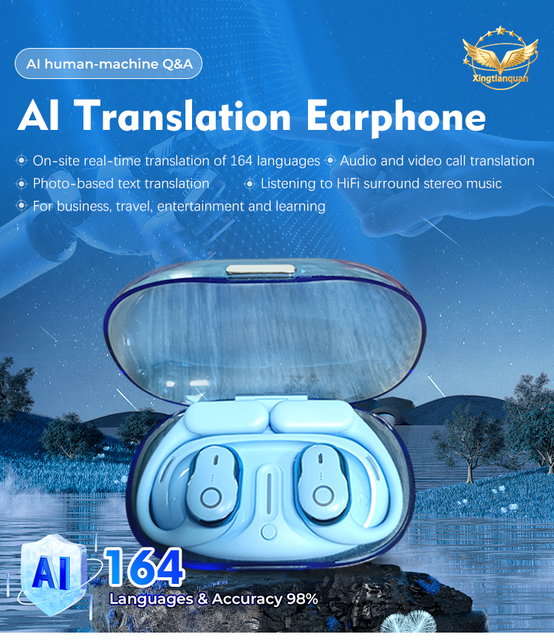 Wholesale Custom Simultaneous Interpretation Immersive AI Translator Earbud Headphone Headset for 165 Languages Translation