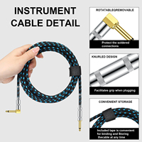 Grosir Pabrik steker sudut kanan gitar kepang instrumen Audio kabel Bass 6.35mm TS sampai 1/4 dalam kabel gitar listrik