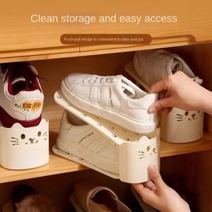 New Adjustable Shoe <b>Rack</b> Solid Color Double Layer Shoe Organizer Durable Space Saving Shoes Stand Closet Organization - Product Image 6
