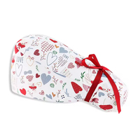 Bonnets chirurgicaux vétérinaires doublés satin avec boutons, imprimés motifs de dessins animés, pour infirmières, respirants, accessoires médicaux pour le personnel soignant