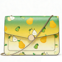Sac à main en cuir PU de haute qualité pour femme, style vintage, grand format, design unique, 2026, OEM ODM, imprimé fruits personnalisé, couleur dégradée, avec chaînes