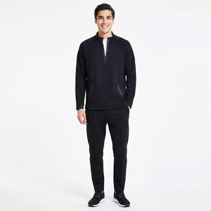 ODM&OEM Services High Quality 100% Cotton Winter Men's Quarter-Zip <b>Mock</b> <b>Neck</b> Stand Collar Zip Pocket Plain Custom Sweatshirts - Product Image 1
