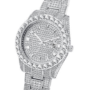 Nouvelle montre Hip Hop en acier inoxydable avec strass et quartz, cadran romain, lunette en or et diamants, bijoux de luxe, montre glacée - Product Image 5