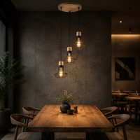 Lampe suspendue de style industriel moderne en fer forgé et bois rustique pour îlot de cuisine