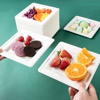 Assiette carrée de canne à sucre 6 8 10 pouces assiette de bagasse jetable compostable pour hôtel fête restaurant cafétéria