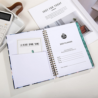 Journal en spirale avec logo personnalisé, agenda personnalisé, planificateur d'affaires pour étudiant, carnet en cuir imprimé A6