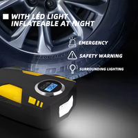 Gonfleur de pneus numérique DC 12V, compresseur d'air portable en plastique, 150 PSI, affichage LED, lumière d'urgence pour voitures, motos, vélos