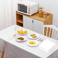 Nappe de table rectangulaire transparente anti-déversement d'huile, nappe de table jetable en plastique pour les dîners, les pique-niques, le camping, les fêtes