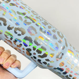 Leopardo olografico viaggio caffè 40oz Tumbler isolato leopardo incisione Laser 40oz bicchieri da campeggio all'aperto tazza con manico - Product Image 3