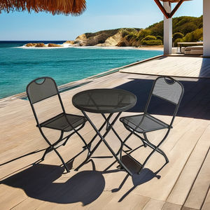 ชุดบิสโทรเหล็กสำหรับกลางแจ้ง3ชิ้นพับได้เก้าอี้ลานและโต๊ะ - Product Image 1