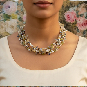 Collar de moda para mujer con múltiples gemas, en capas y con cuentas, estilo llamativo. - Product Image 2