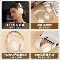   Casque sans fil supra-auriculaire 5.3 RGB Aurora pliable, léger (200g), HiFi 40mm, autonomie 20H, double connexion Type-C