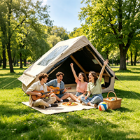 Tente Gonflable Extérieure 6.3 Grande Tente Gonflable Automatique de Luxe en Coton Imperméable Portable pour Camping en Plein Air, Cabane Épaisse Anti-Pluie