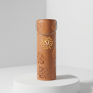 Portavelas votivas altas de metal naranja al por mayor con diseño de hoja de arce calada para decoración del hogar - Product Image 6