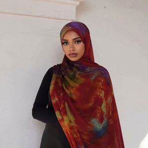 Écharpes en soie ethniques imprimées marbre de luxe de haute qualité 180*85 cm pour femmes YHK0081 - Product Image 2