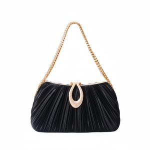 Bolso bandolera elegante y plegable para mujer, de cuero y tela de algodón con diseño de letras. - Product Image 1
