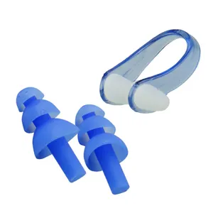 New Design Reusable Professional Hearing Protection Swimming Silicone Earplugs With Nose Clips Set