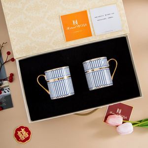 European Style Straight Body Full Gold Handle Mug Light Luxury <b>Large</b> Capacity Couple Cups Advanced <b>Gift</b> <b>Box</b> Office Water Cup - Product Image 1