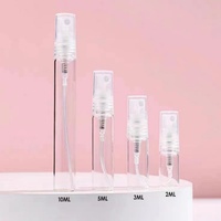Flacon pulvérisateur rond de luxe en verre transparent, vide, pour échantillon de parfum, 2ml, 3ml, 5ml, 10ml, avec sérigraphie et bouchon en caoutchouc