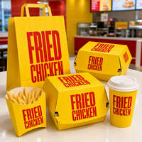 Ensemble de restauration rapide personnalisé, jetable et compostable, pour ailes de poulet frites, hamburgers, frites, boîte à emporter pour restaurant