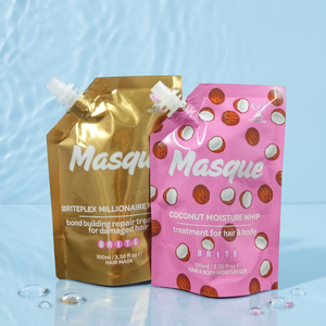 Pochette Doypack Personnalisée Imprimée avec Bec Verseur en Mylar pour Recharge de Masque Capillaire, Shampoing, Crème Cosmétique - Product Image 1