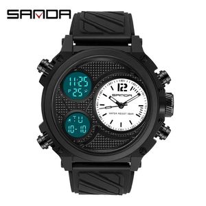นาฬิกาข้อมือผู้ชาย Sanda 3002 หน้าปัดดิจิตอลสีน้ำเงิน ตัวเลขขนาดใหญ่ ดีไซน์คลาสสิก เรืองแสง พร้อมฟังก์ชั่นวันที่ นาฬิกาหรูหราสำหรับผู้ชาย Relogio Masculino - Product Image 5